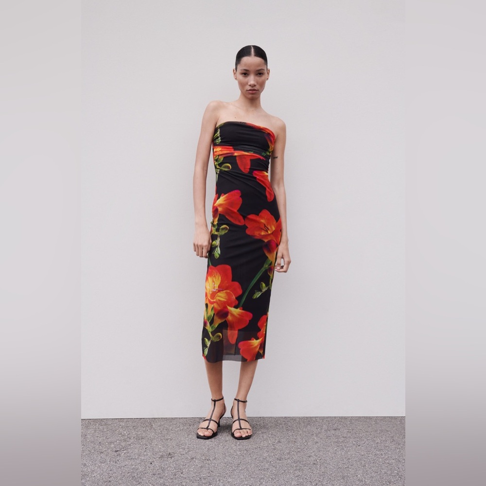 Zara strapless printed dress - Picture 2 of 4
